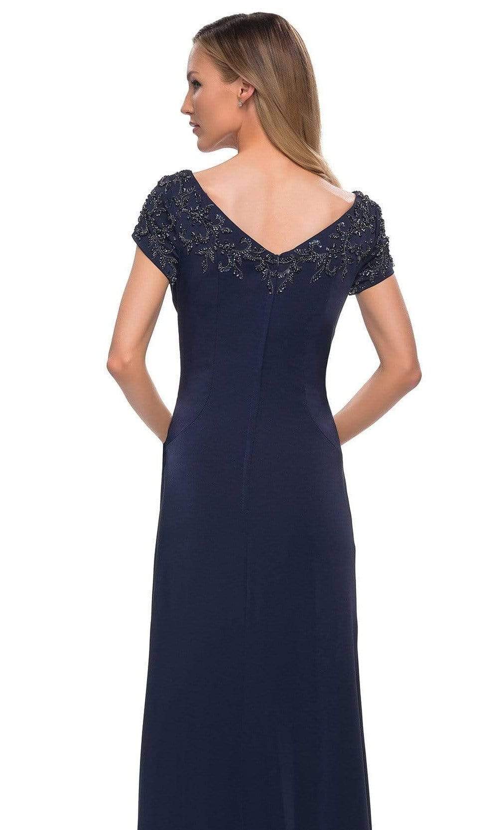28321 V-Neck Fitted Evening Dress
