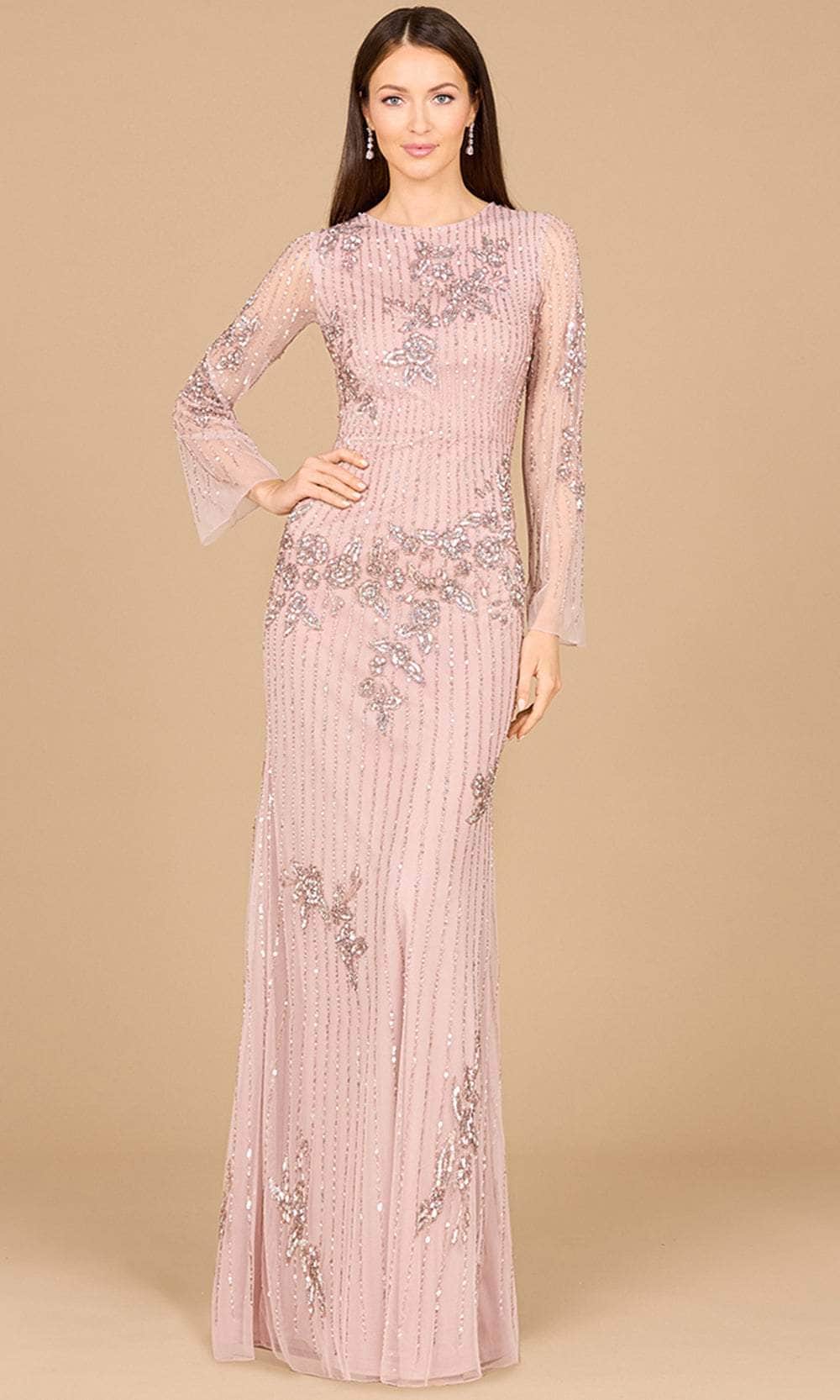 Beaded Long Sleeve Evening Gown