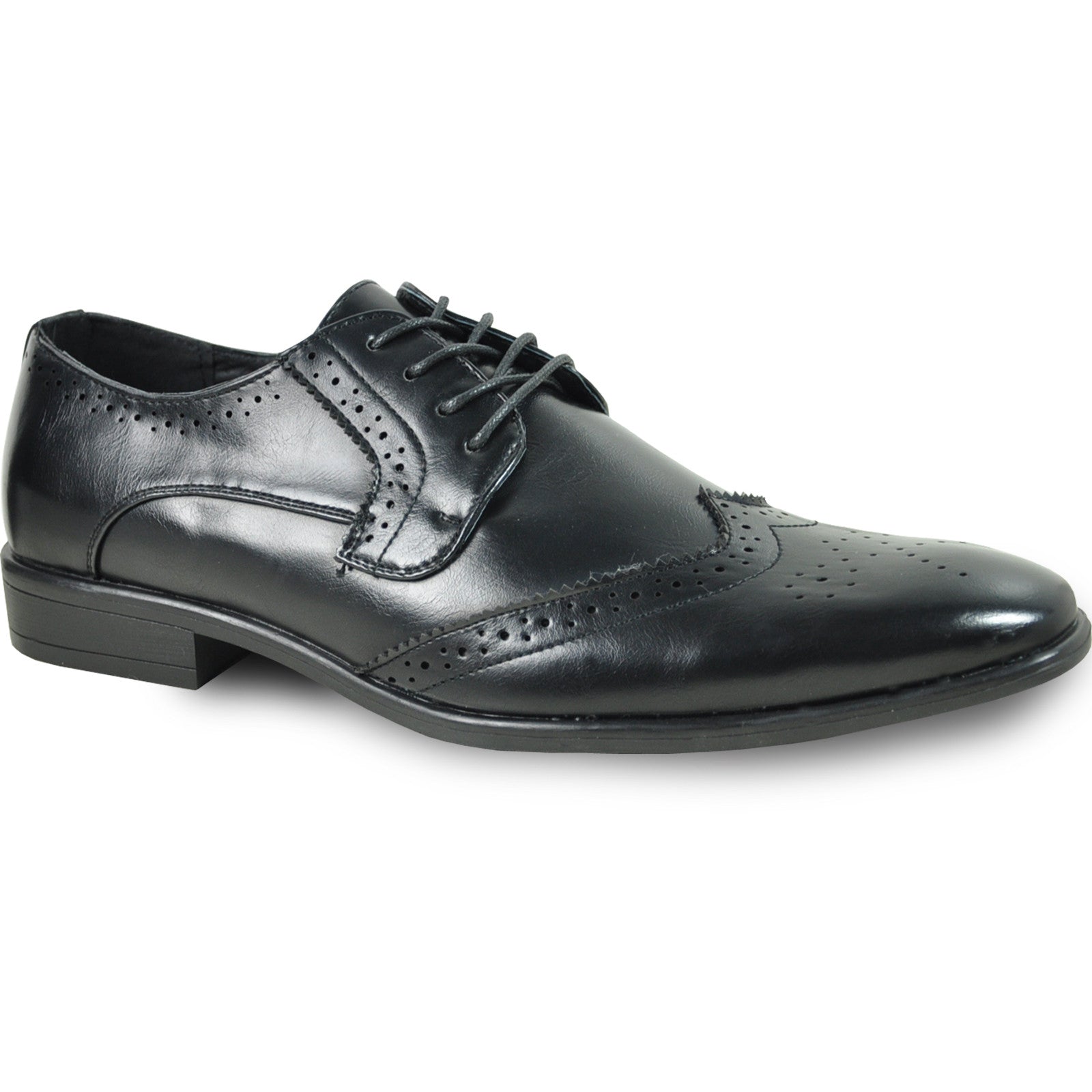 Mens Vintage Style 1920’s Wingtip Lace Up Dress Shoe in Black