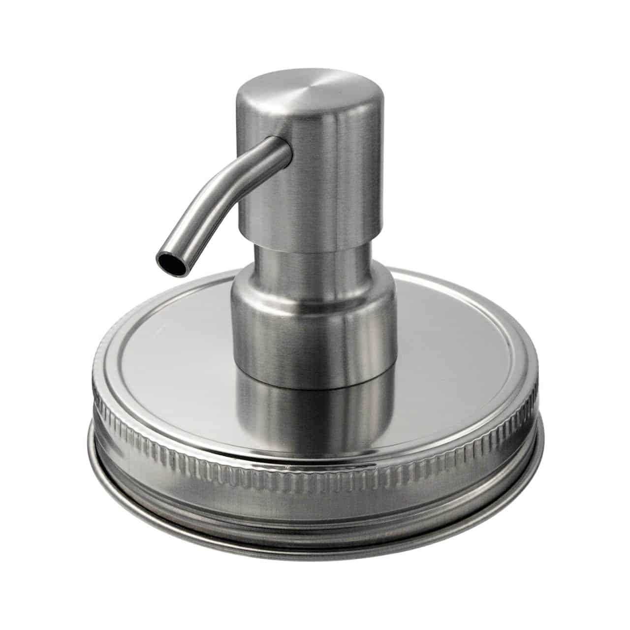 Mason Jar Lifestyle Satin/Brushed Stainless Steel Threaded Soap Pump Lid