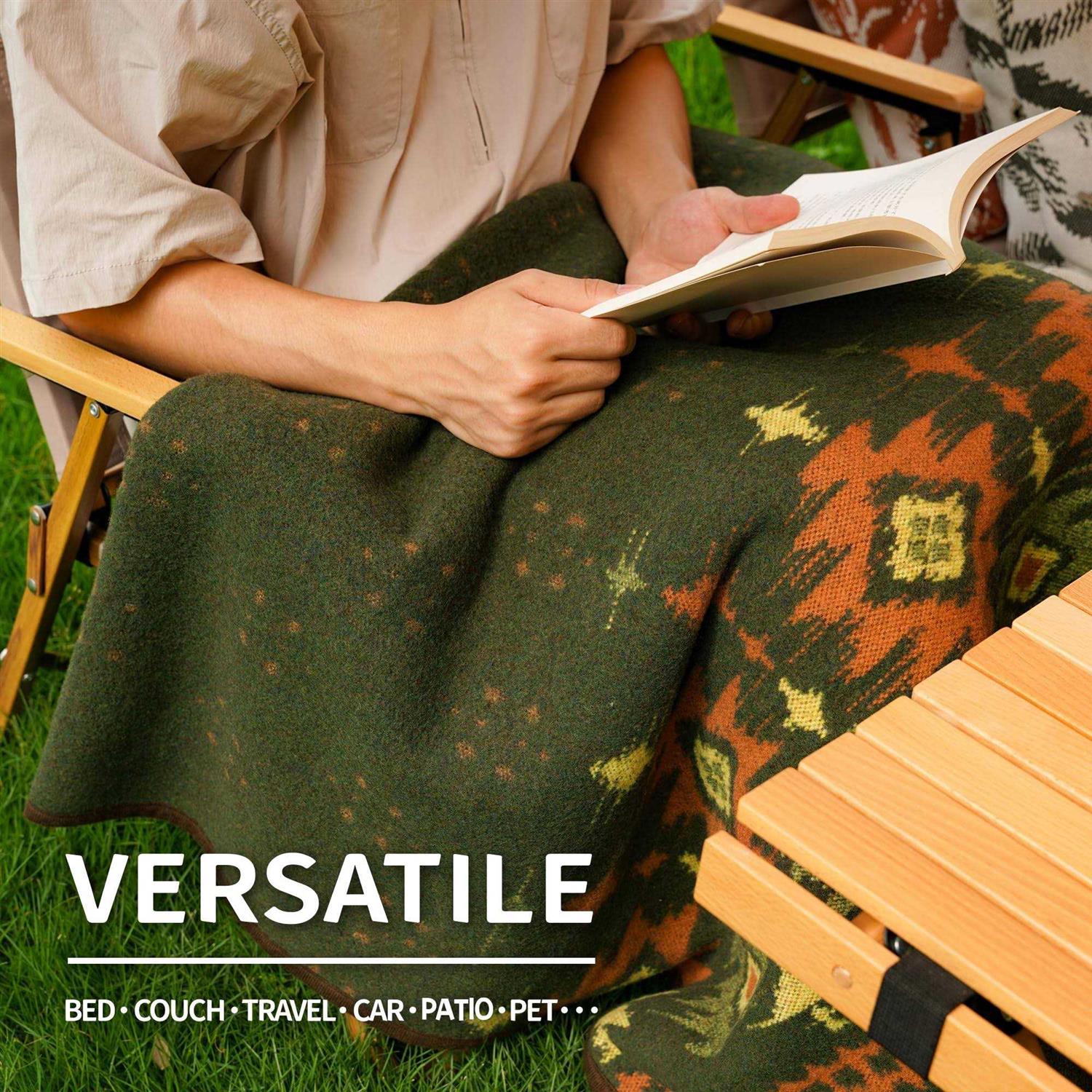 Acushla Merino Wool Camp Blanket Warm Thick Washable Large Throw