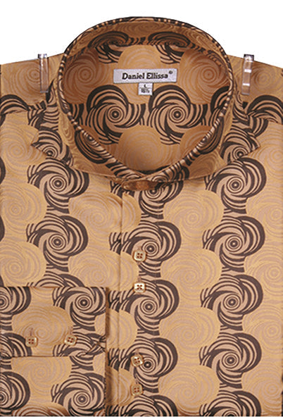 Men’s Regular Fit Fancy Swirl Pattern Sports Shirt in Mustard