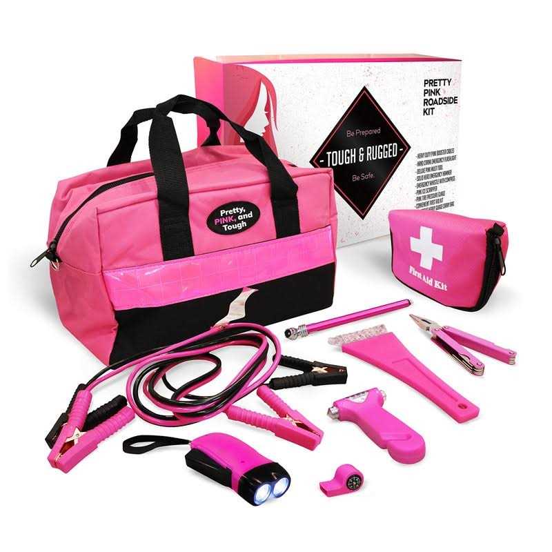 Gears Out Pretty Pink Roadside Kit Pink Emergency Kit for Teen Girls and Women