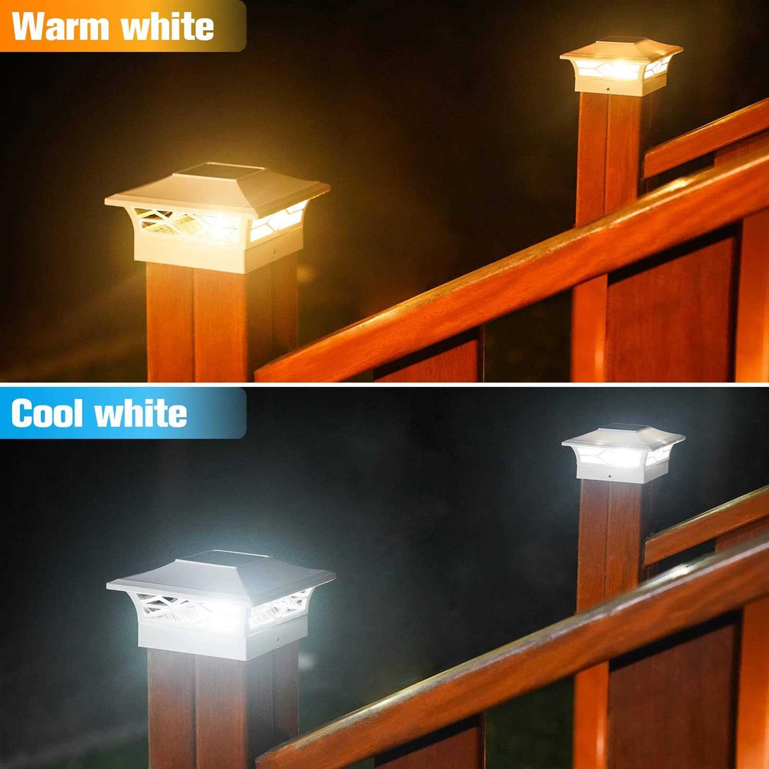 VOLISUN Solar Post Cap Lights Outdoor Post Light for White/Black 4×4 Vinyl Fence Deck