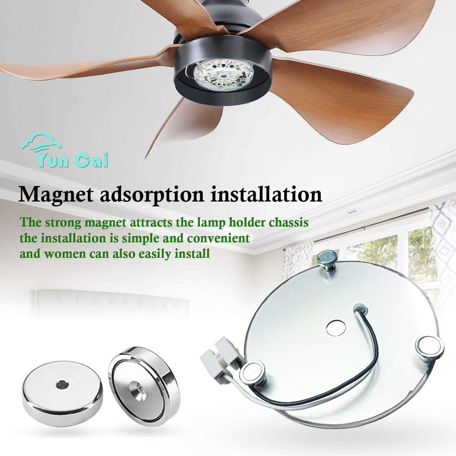 Yun Cai Ceiling Fan Light Kit 3.9 18W AC120V Light 1800lm Ceiling Flush Light Retrofit Kit