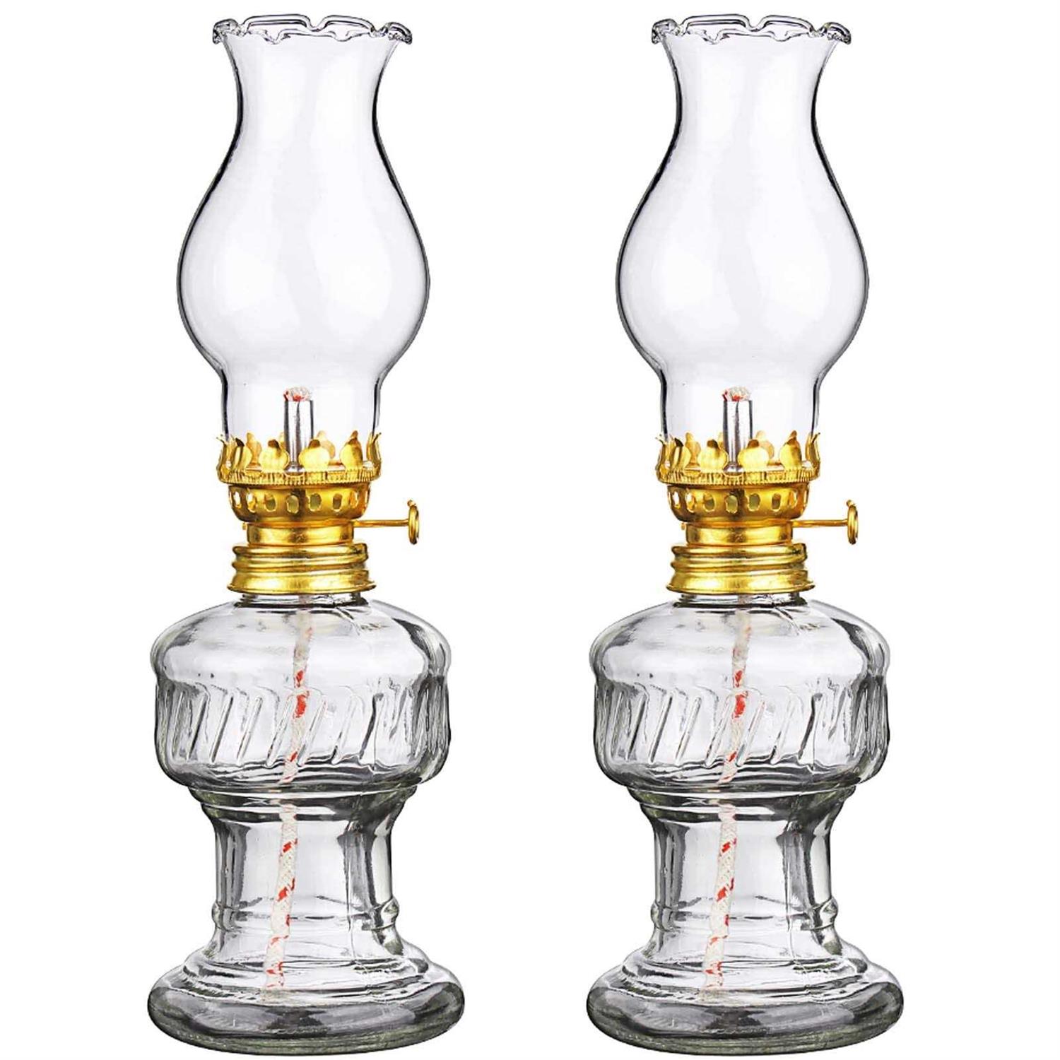 Vintage Oil Lamps for Indoor Use,8 Inch Height Kerosene Lamp with Adju