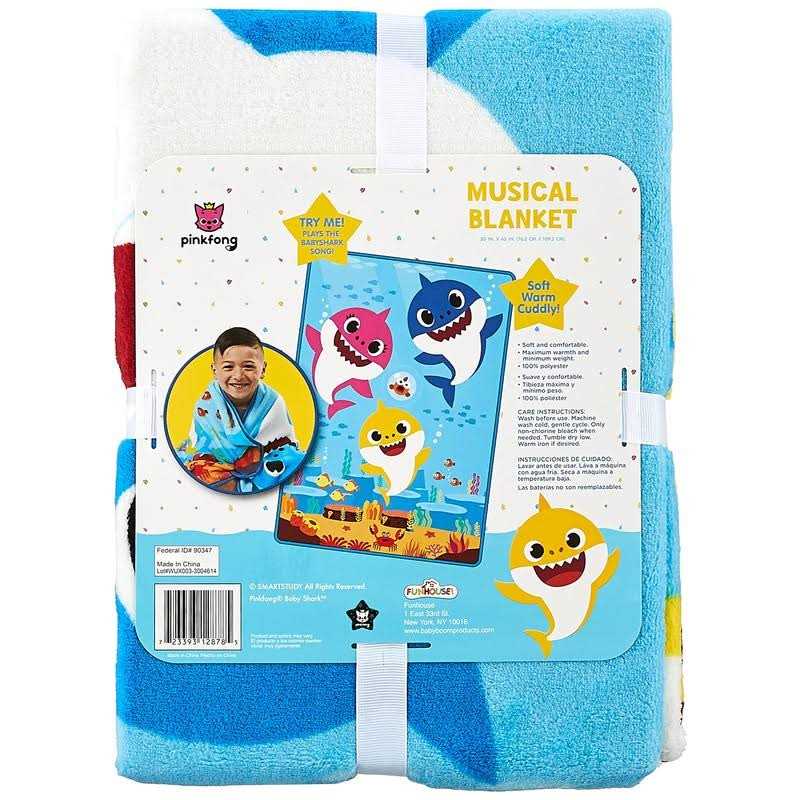 Baby Shark Musical Warm Plush Throw Blanket That Plays The Theme Song