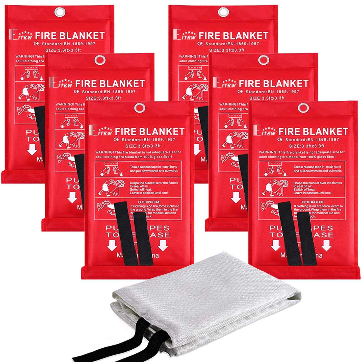 EITKW Fire Blanket for Home and Kitchen Emergency Fire Blanket Extinguishers for Fire Blankets Home Safety Fireproof Retardant Blankets