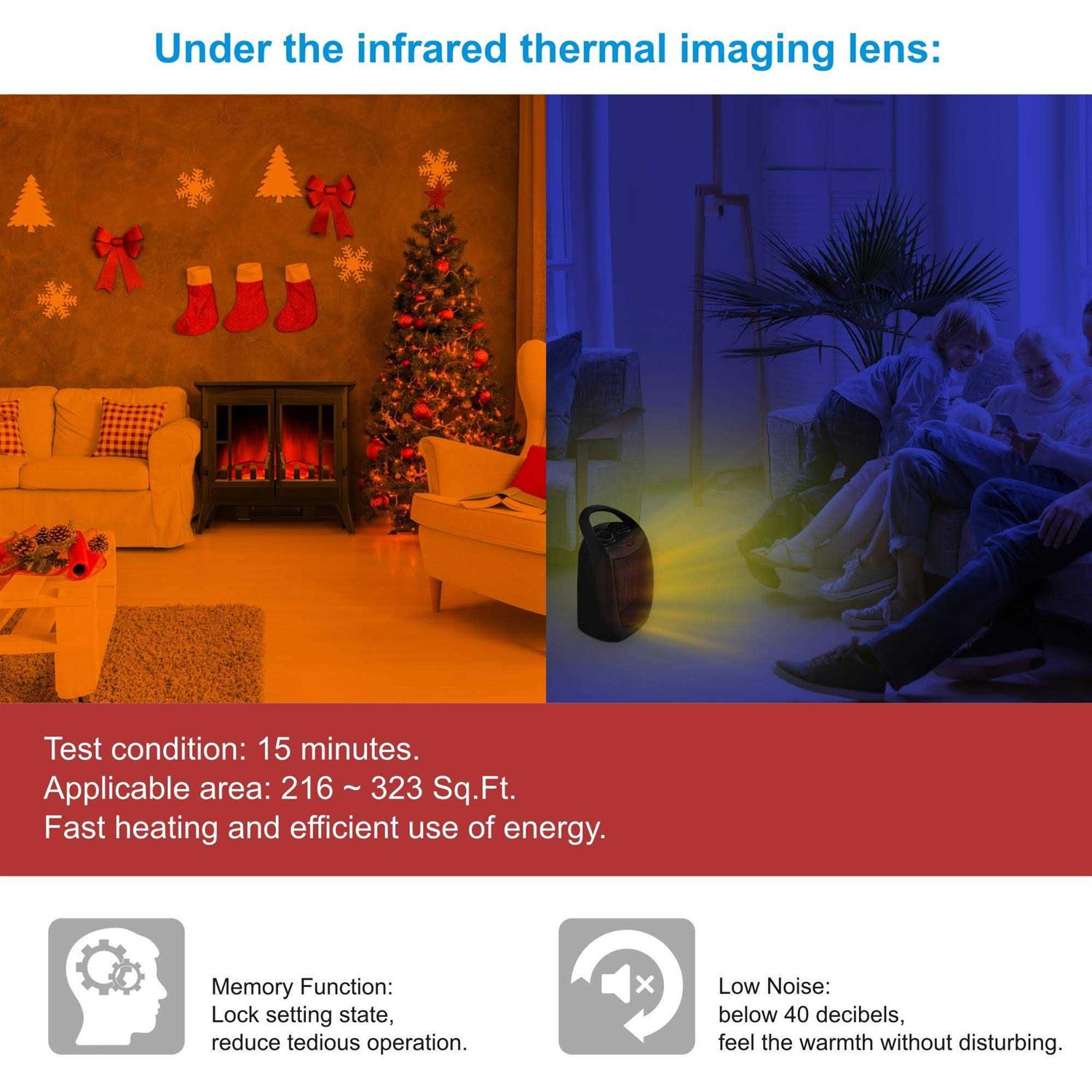 Joy Pebble Compact Electric Fireplace Heater Freestanding Stove Heater with Realistic Flame