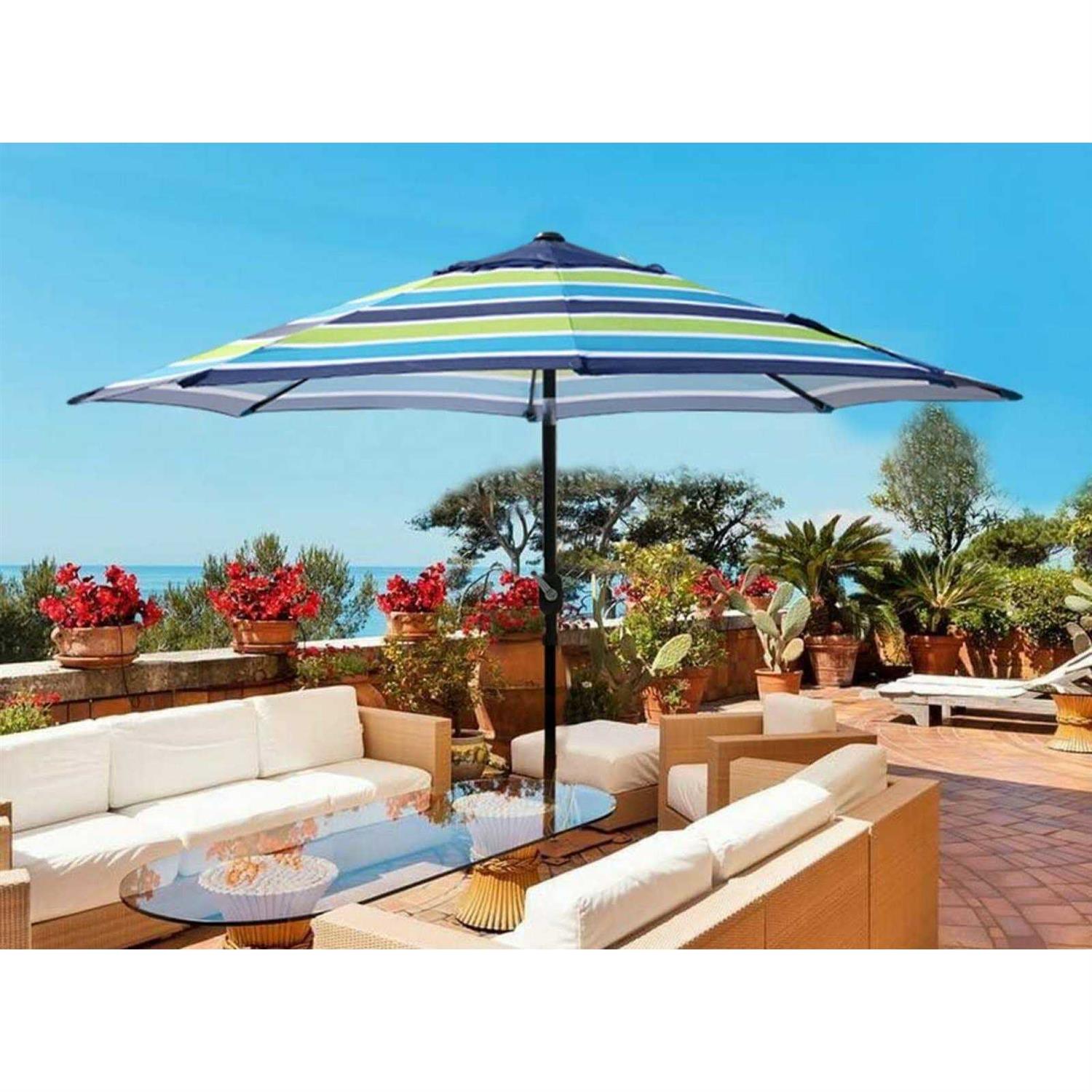 Blissun 9′ Outdoor Market Patio Umbrella with Push Button Tilt and Crank