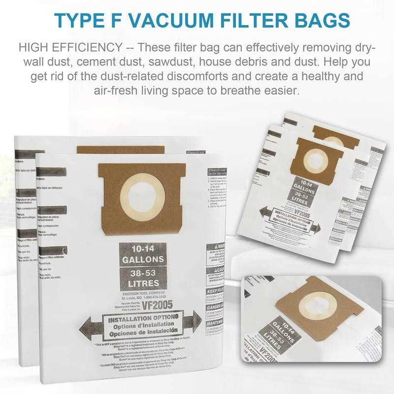 12 Pack VF2005 Type F/I/J Replacement 90662 90672 CMXZVBE38768 Vacuum Dust Filter Bags Compatible with Shop Vac CRAFTSMAN 10-14 Gallon Wet Dry Vacuum