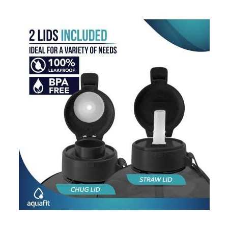 AQUAFIT Half Gallon Water Bottle With Time Marker 64 oz Water Bottle With Straw