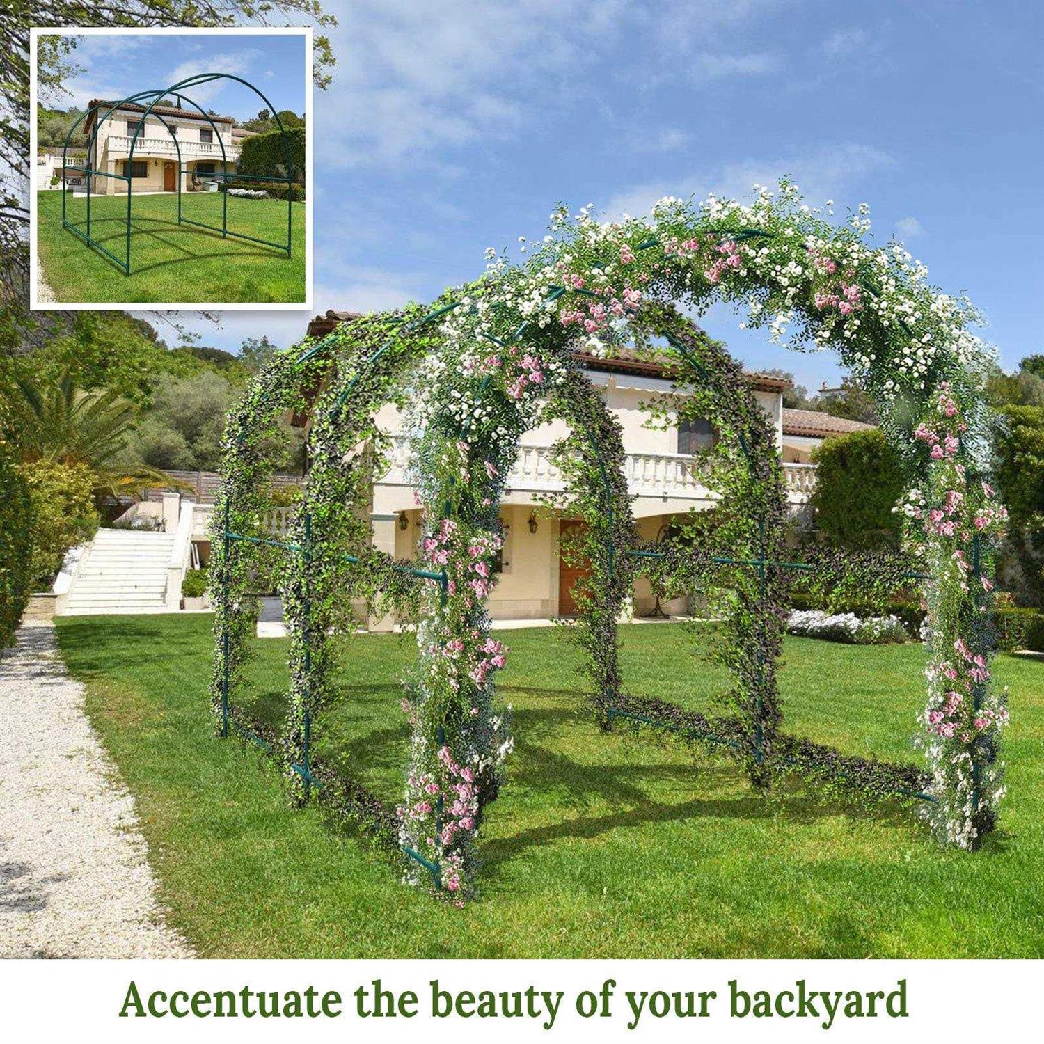 Benefit-USA Multi-Size Large Garden Support Arch Frame Climbing Plant Arch Arbor for Flowers/Fruits/Vegetables