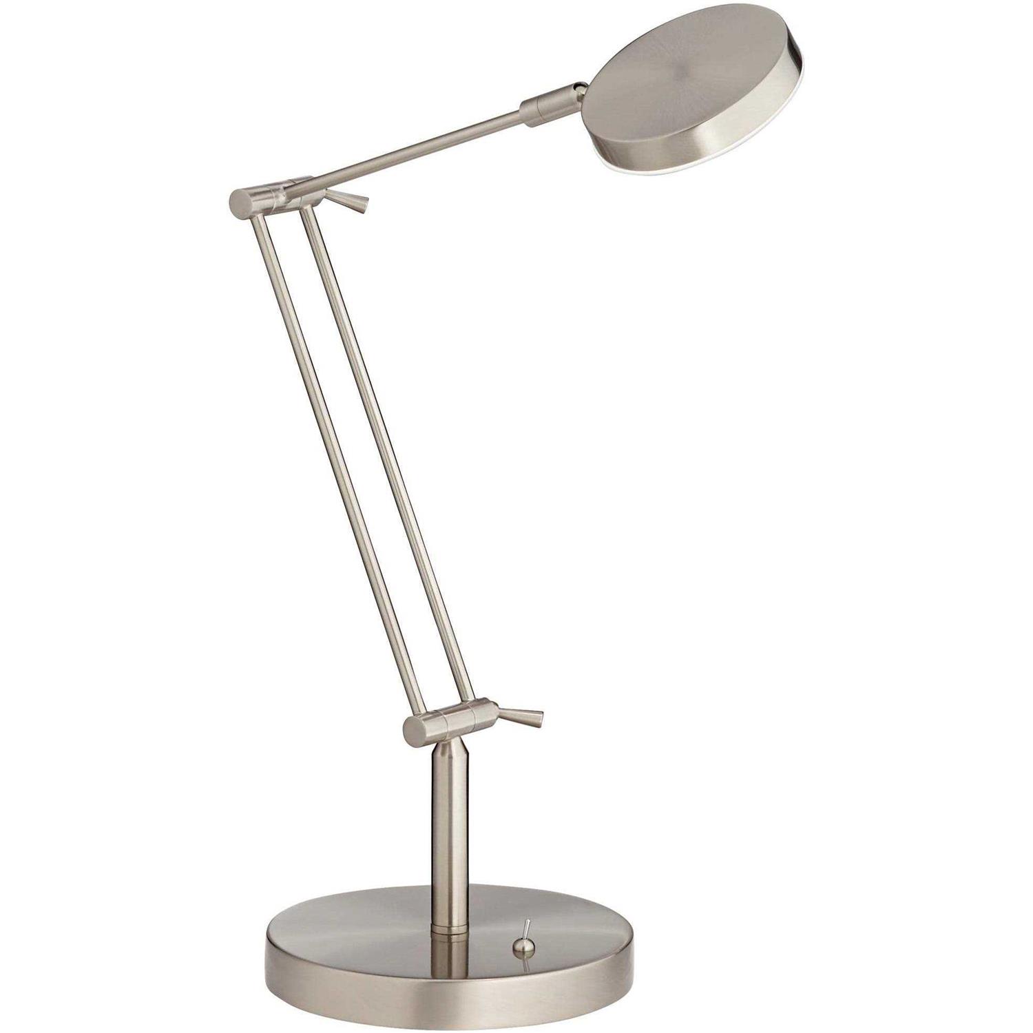 360 Lighting Xenos Modern Desk Lamp 20 High Satin Nickel with USB Charging Port LED Adjustable Arm White Head for Bedroom Living Room Bedside Reading