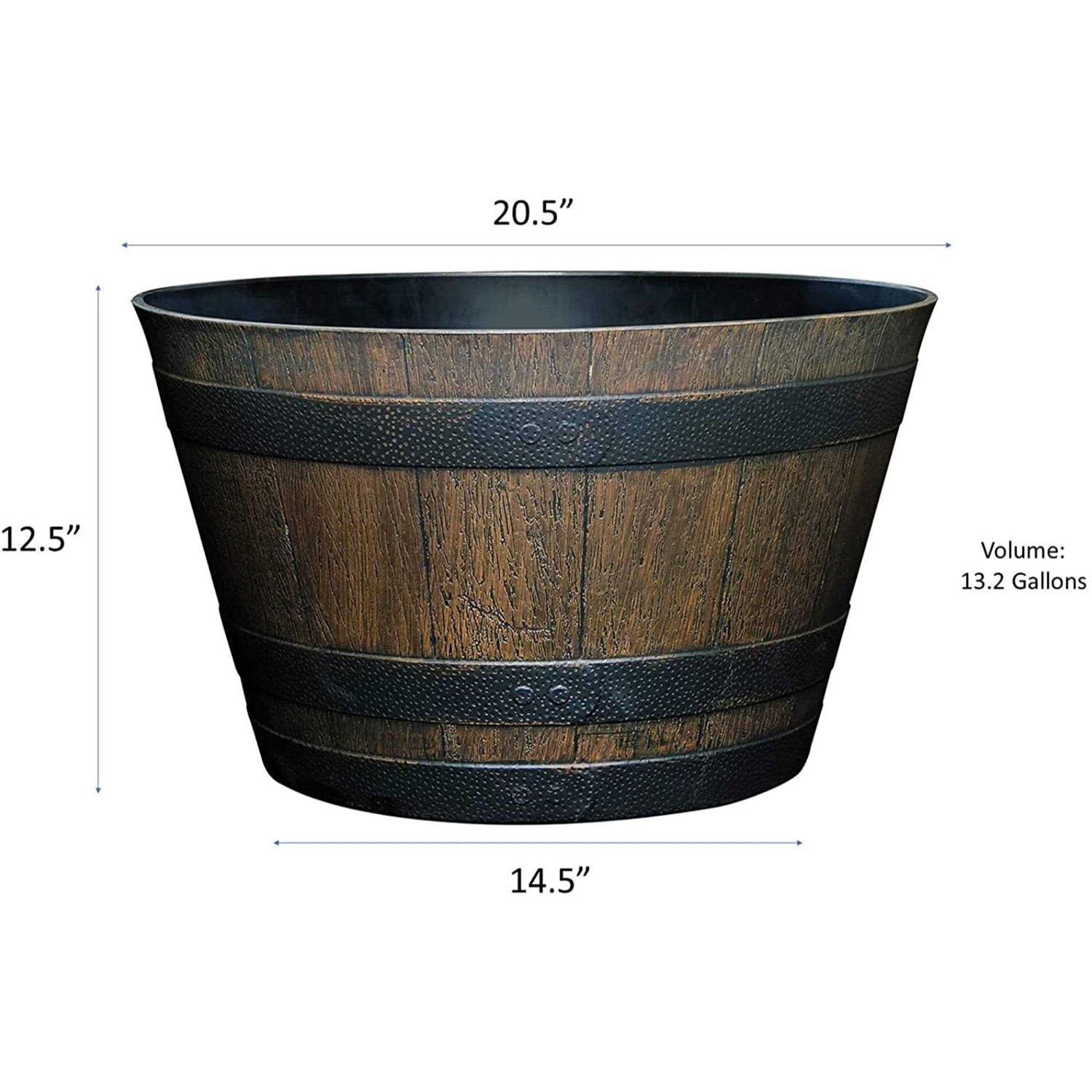 Classic Home and Garden Whiskey Resin Flower Pot Barrel Planter