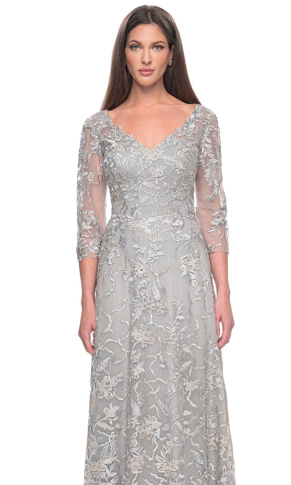 V-Neck Illusion Formal Dress