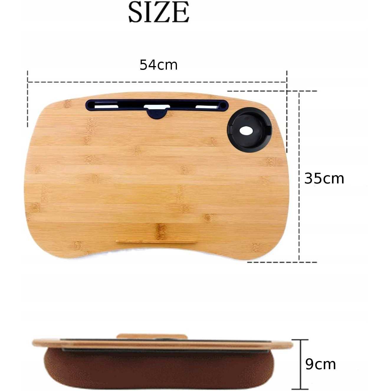 SUMISKY Lap Desk-Portable Laptop Table with Bamboo Platform Phone Holder Pillow Cushion Anti-Slip Stopper on Bed & Sofa