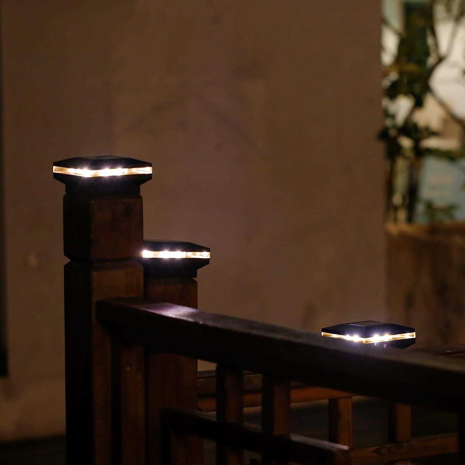 Viewsun 8 Pack Solar Post Lights Outdoor Fence Post Cap Light Solar Powered Caps for Deck