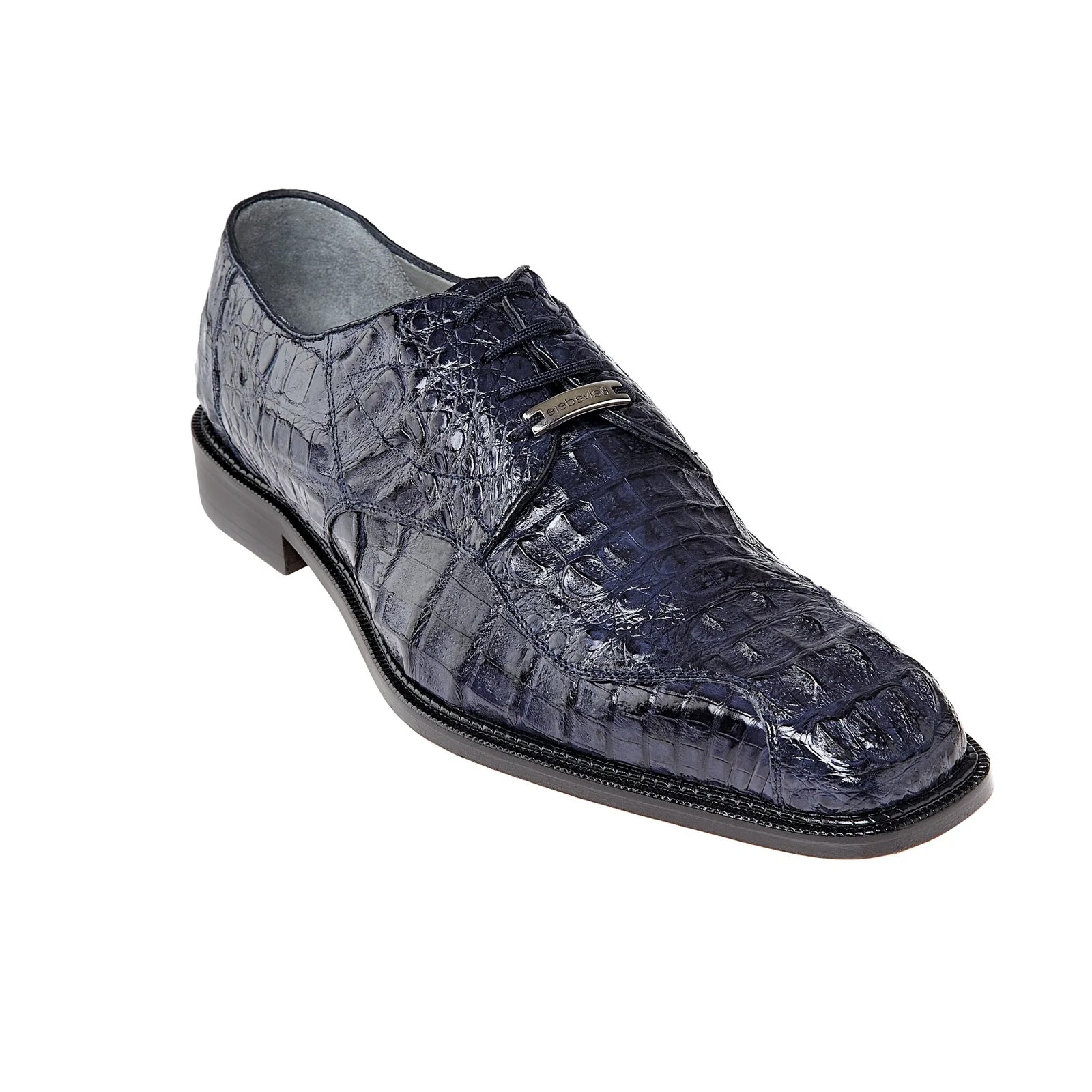 Men’s Belvedere Chapo Hornback Caiman Crocodile Dress Shoe in Navy