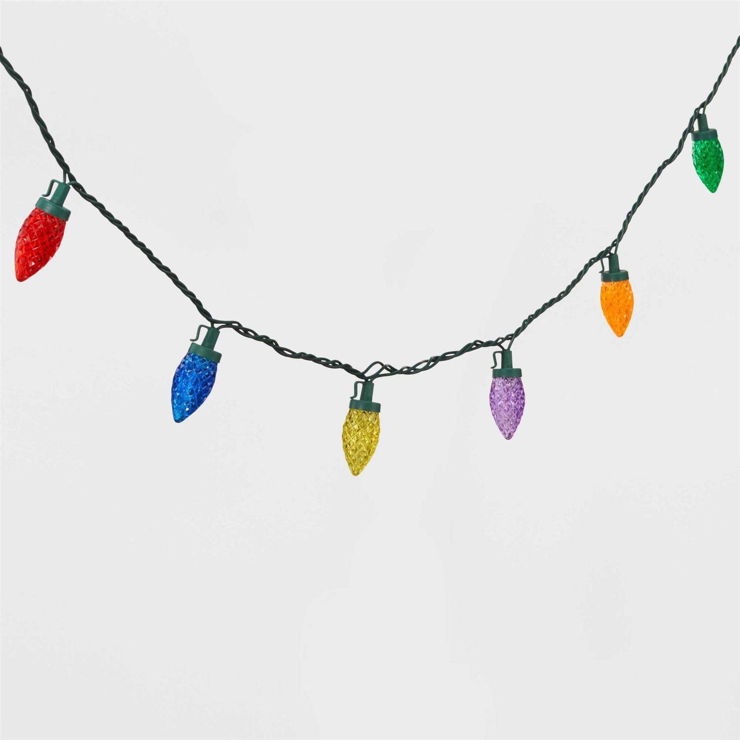 Wondershop LED C6 Faceted Christmas String Lights Green Wire