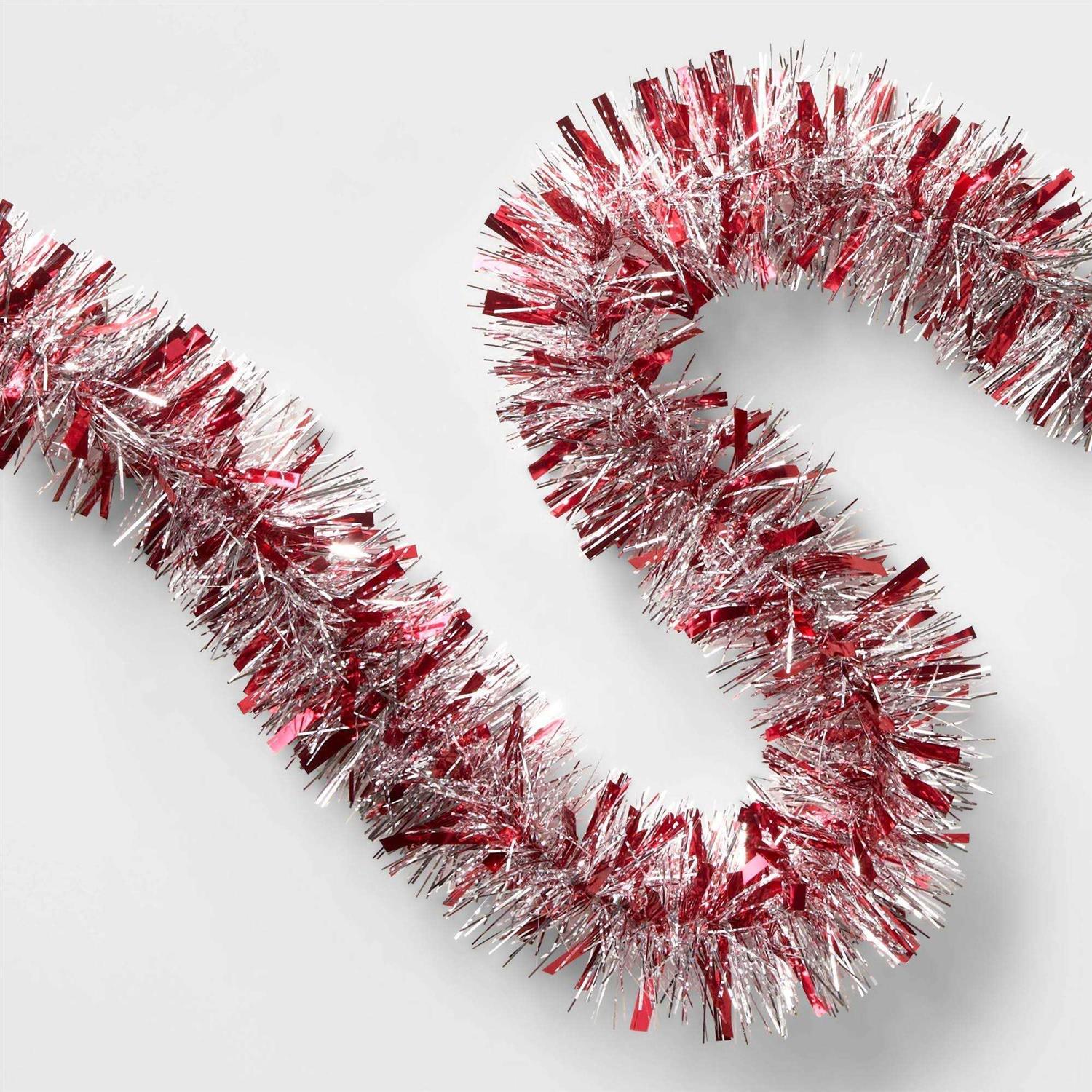 Wondershop Christmas Silver Tinsel Garland