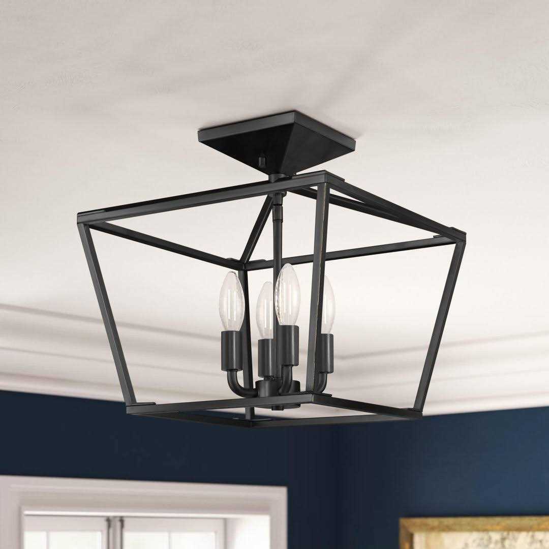 Birch Lane™ Hastings 4-Light 13 Lantern Geometric Semi Flush Mount Fixture Finish