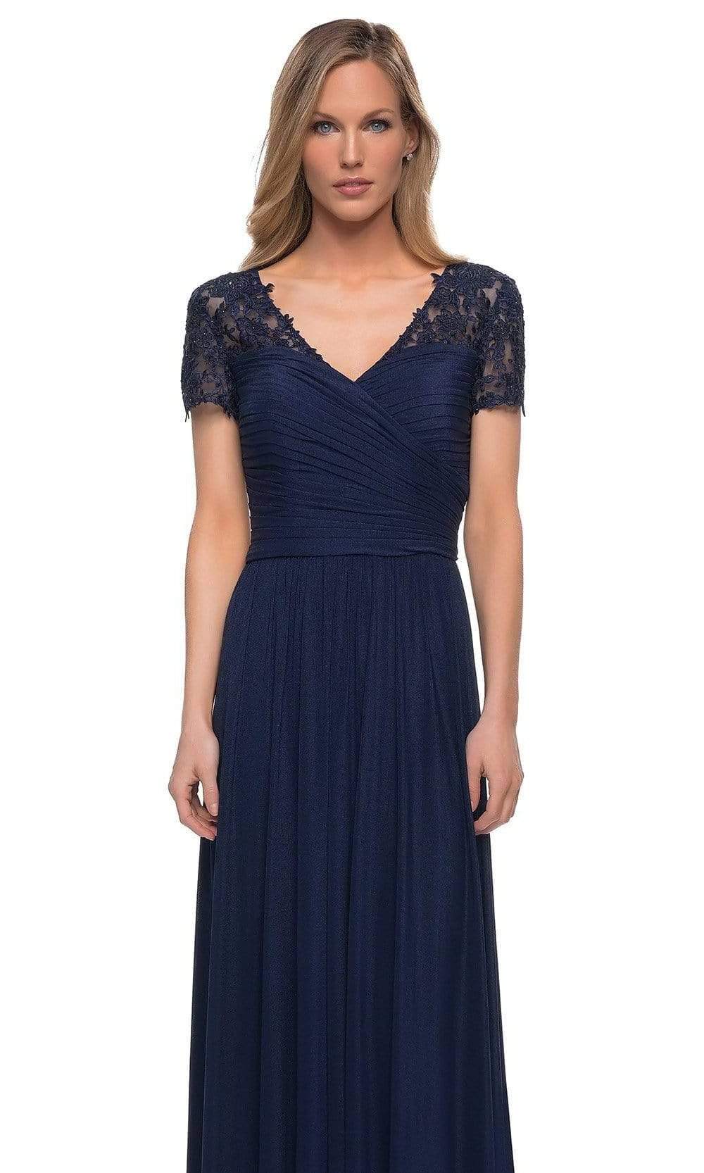 29772 V-Neck Ruched Evening Dress