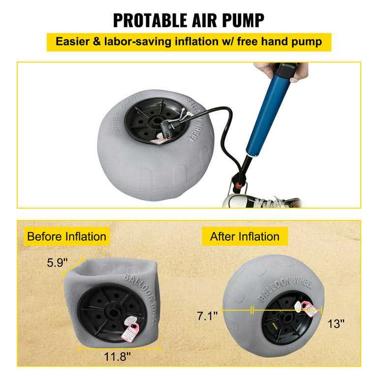 VEVOR Beach Balloon Wheels 13 Replacement Sand Tires TPU Cart Tires for Kayak Dolly Canoe Cart and Buggy w/Free Air