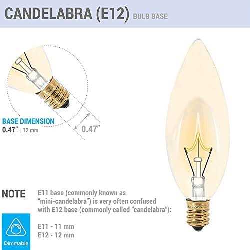 40 Watt Clear Candelabra Base 110V_120V,Flame Shaped Incandescent Chandelier Light Bulbs,Dimmable