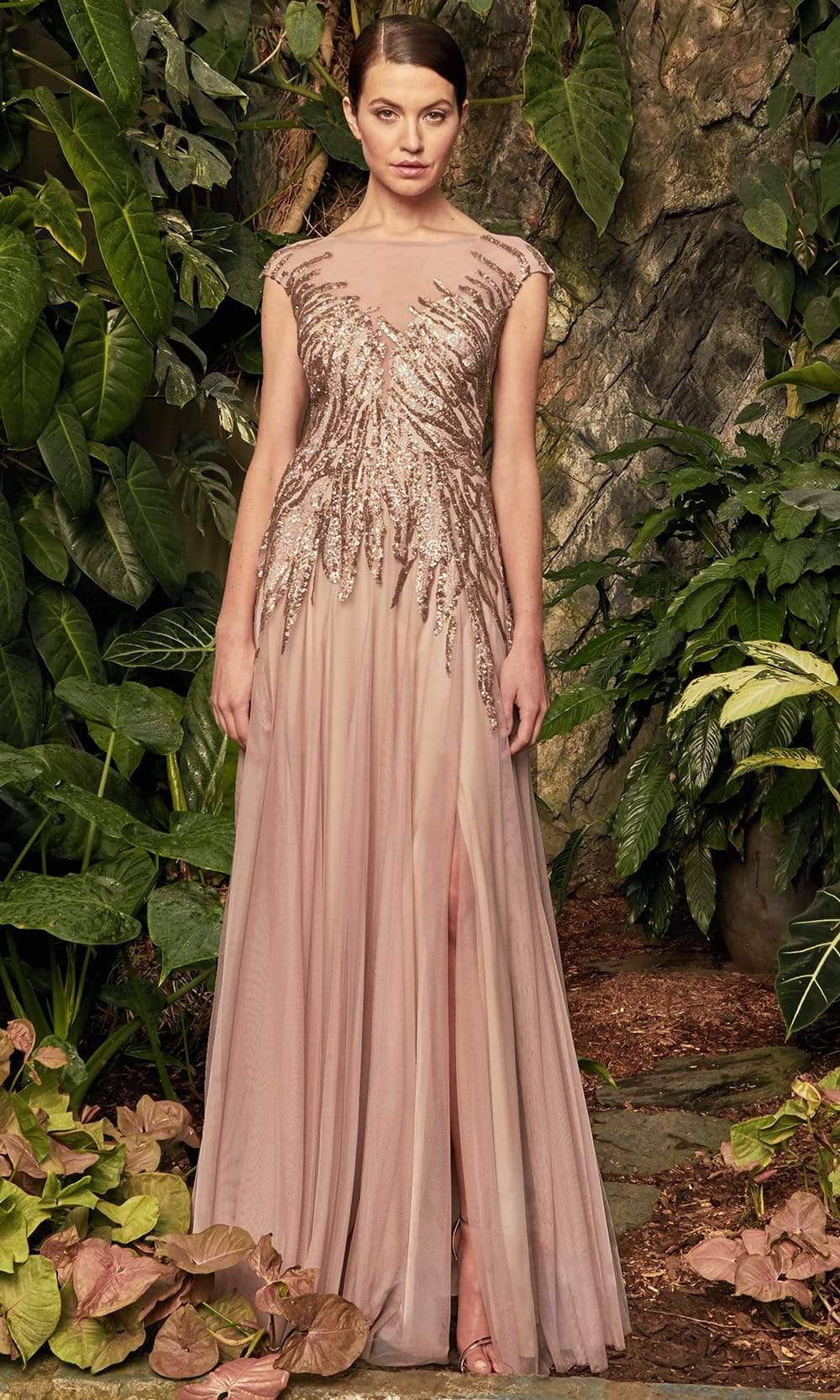 957 Beaded Bateau A-Line Dress