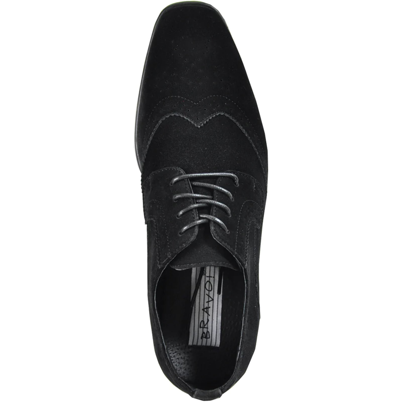 Mens Vegan Suede Wedding & Prom Wingtip Lace Up Dress Shoe in Black