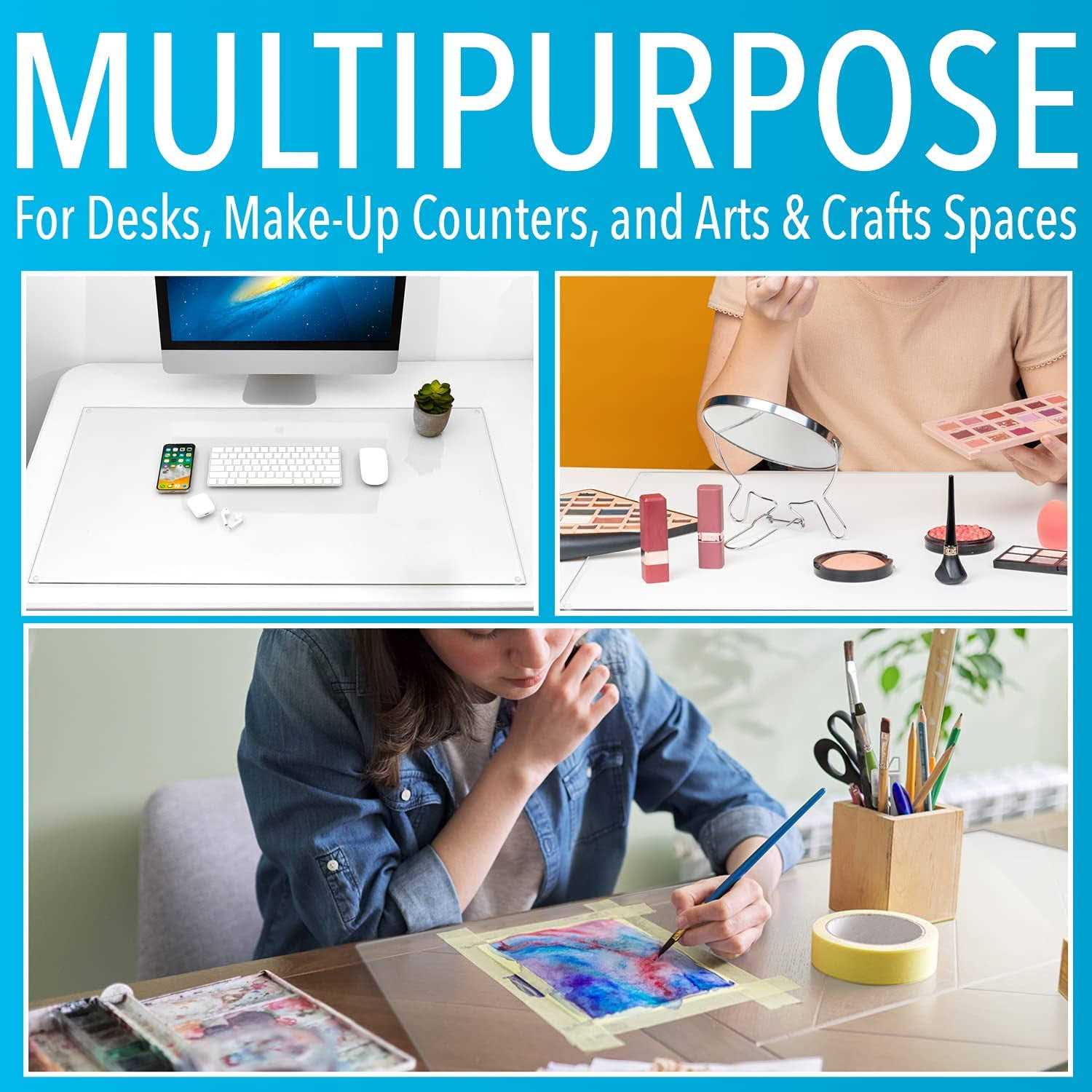 Impresa 20 x 36 Tempered Glass Desk Mat to Protect Your Desk