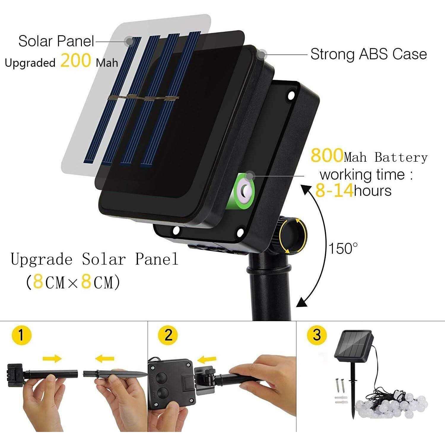 Useber Solar Lights Outdoor 24Ft 50LED Solar Garden Lights Waterproof Crystal Globe Indoor/Outdoor Fairy Lights Solar Lights Garden,Party