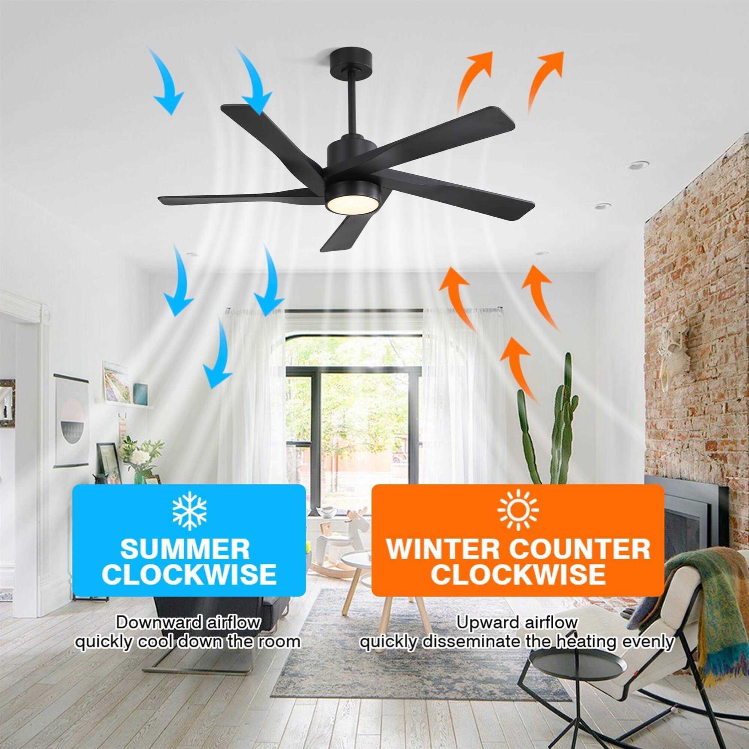 WINGBO 6 Fan Speeds Ceiling Fan Without Light