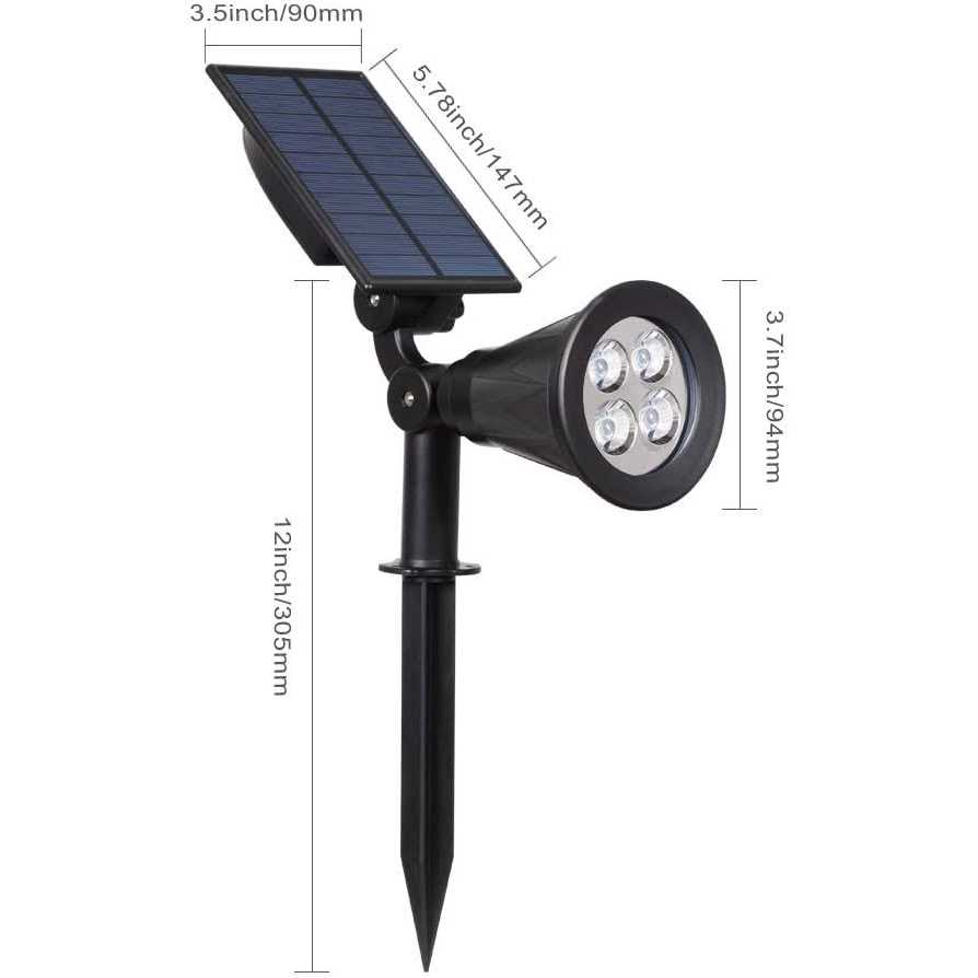T-SUN Solar Spotlights Waterproof Outdoor Solar Spot Lights Auto-ON/Off Adjustable Solar Lights for Tree