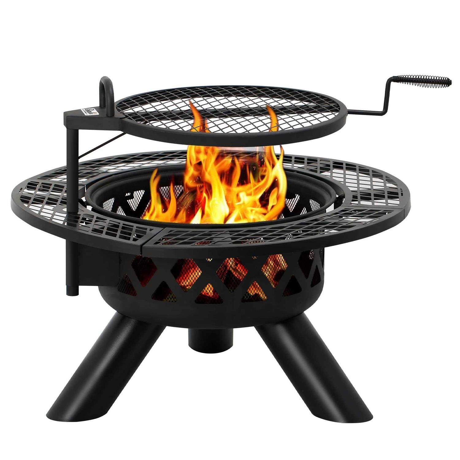 BALI OUTDOORS Fire Pits Outdoor Wood Burning Wood Fire Pit with Cooking Grate Outdoor Fireplace with Cooking Grill Firepit Grill