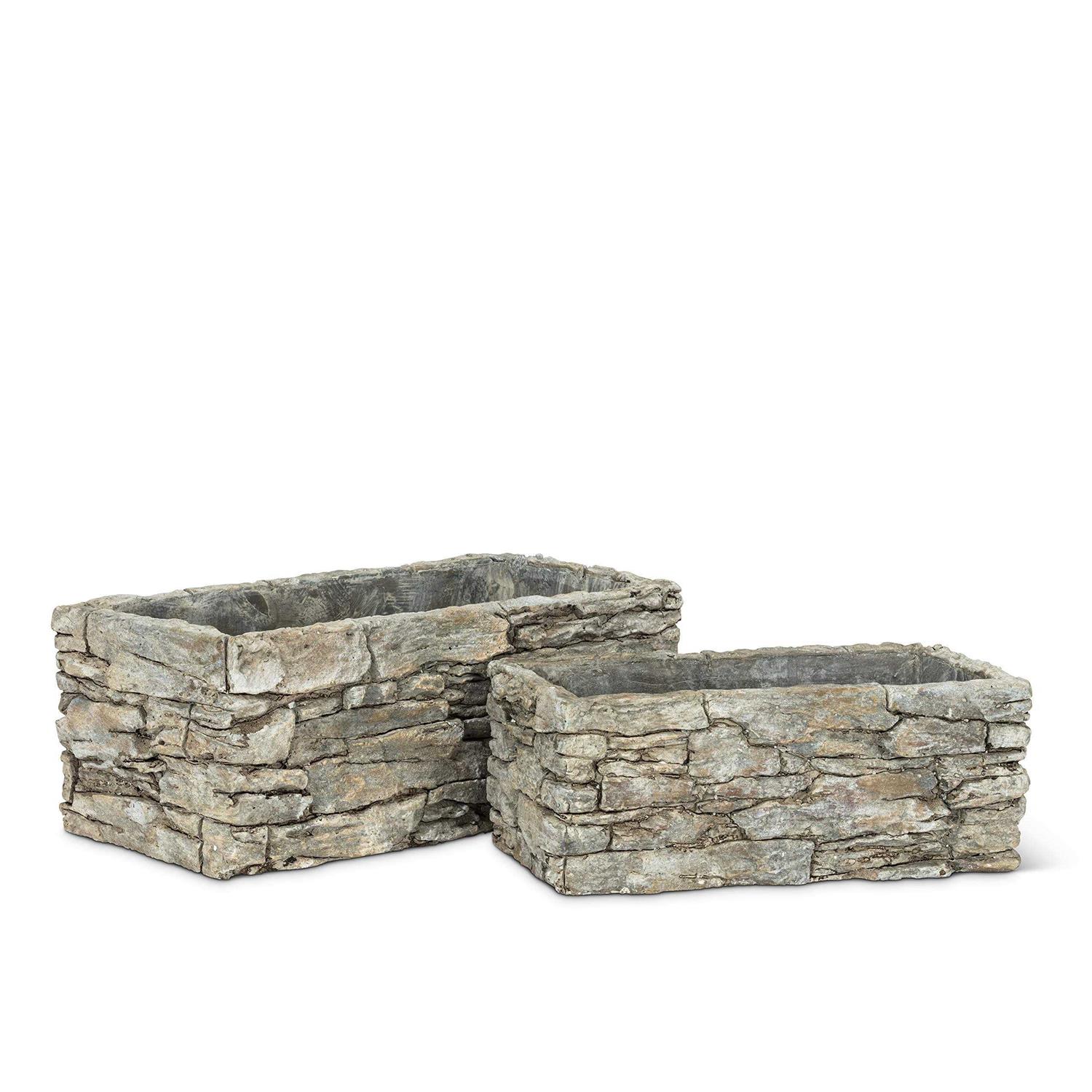 Abbott Collection 27-hadrian-633-sm sm Rect Stack Stone Planter-4×8 L