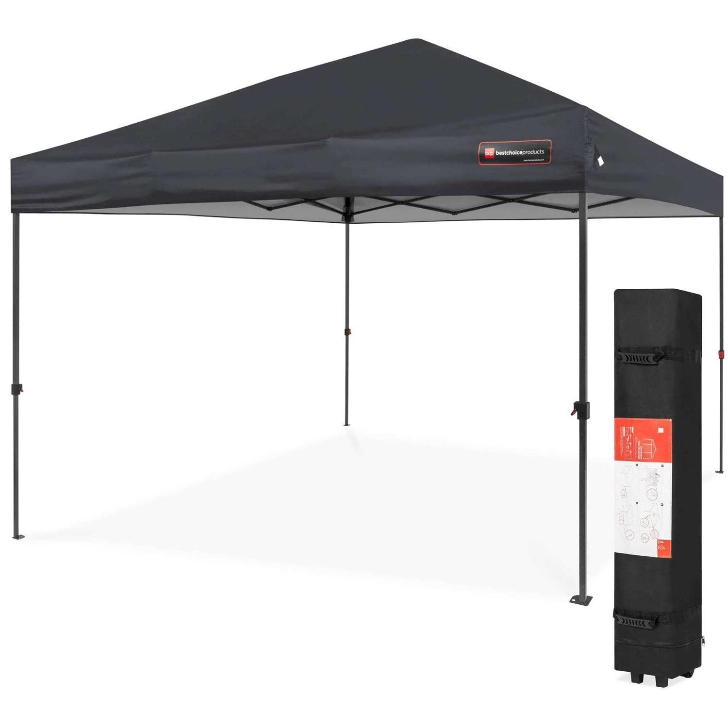 Best Choice Products 10x10ft Easy Setup Pop Up Canopy Instant Portable Tent w/ 1-Button PUSH