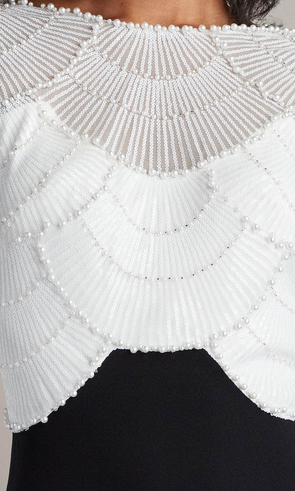 Pearl Embellished Long Sleeve Evening Gown