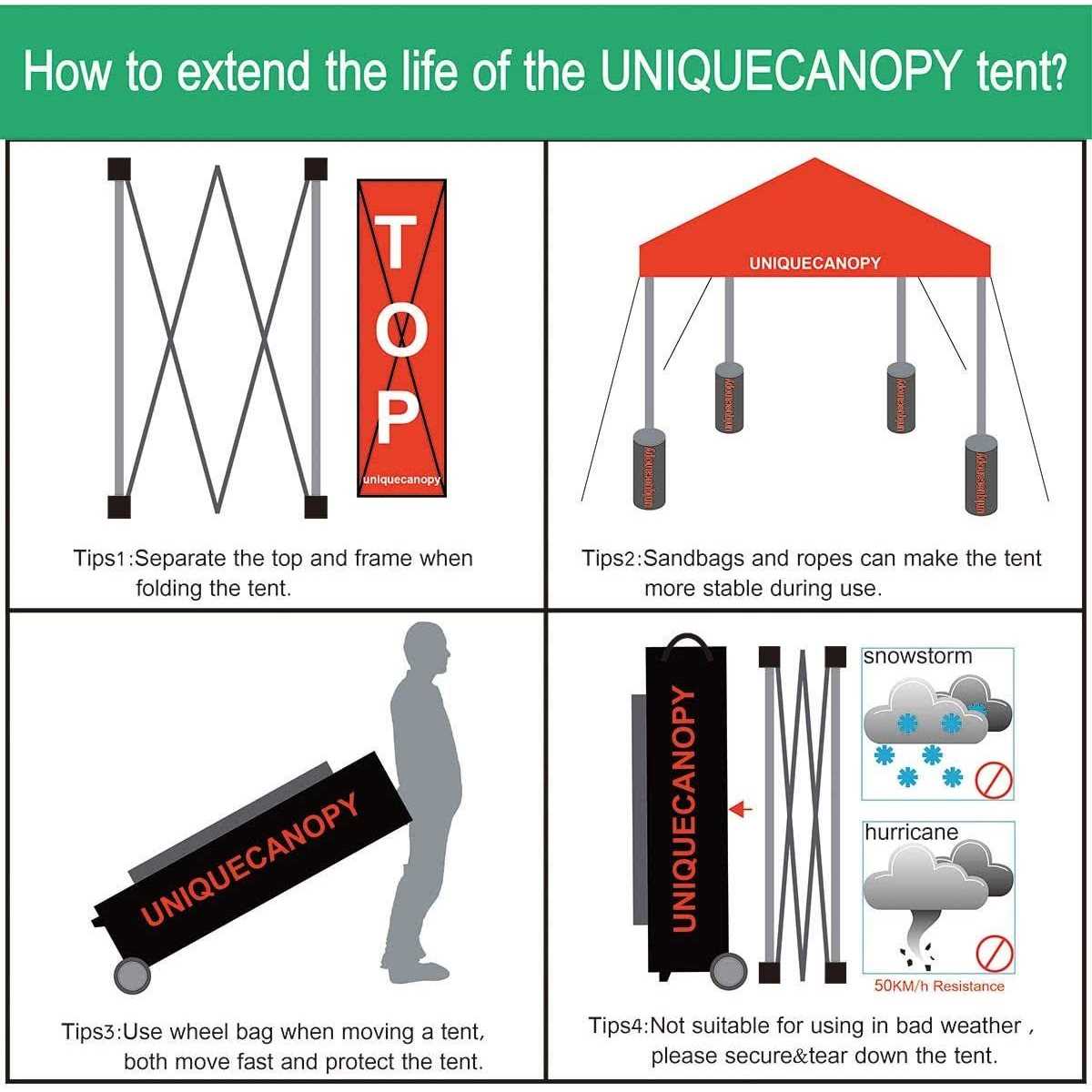 UNIQUECANOPY 10’x10′ Ez Pop Up Canopy Tent Commercial Instant Shelter with Heavy Duty Roller Bag