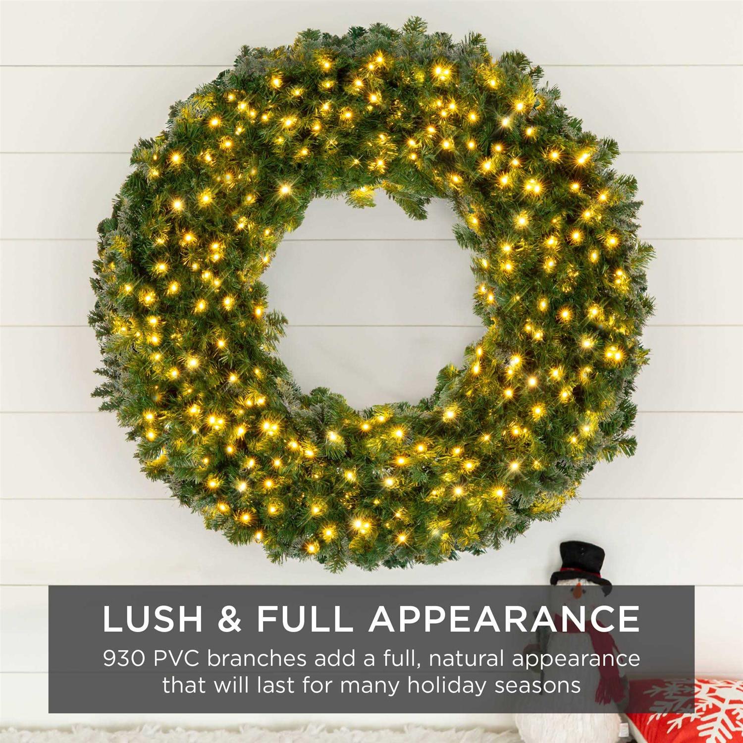Best Choice Products Artificial Pre-Lit Fir Christmas Wreath Decoration w LED Lights