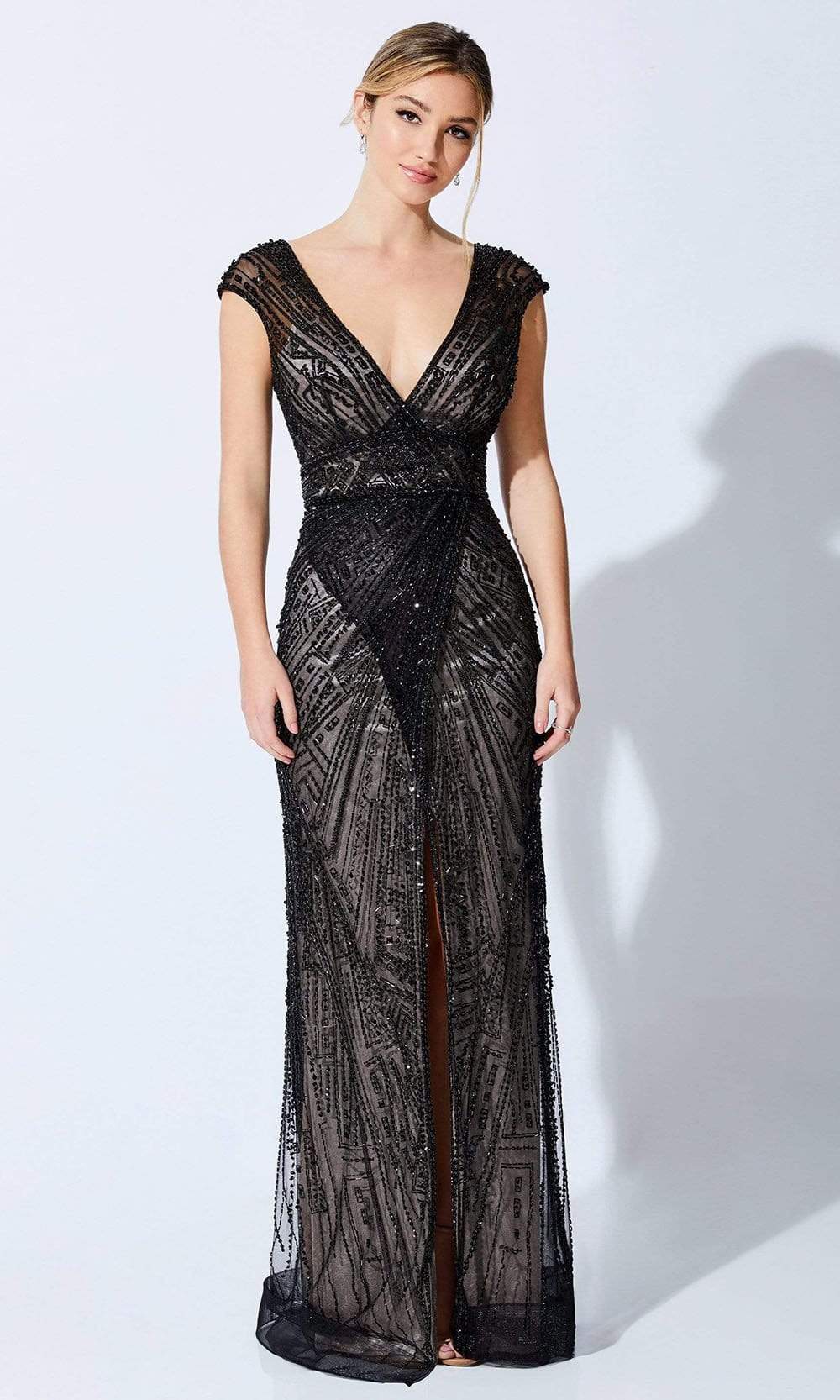 221D44 V-Neck Sheath Evening Dress