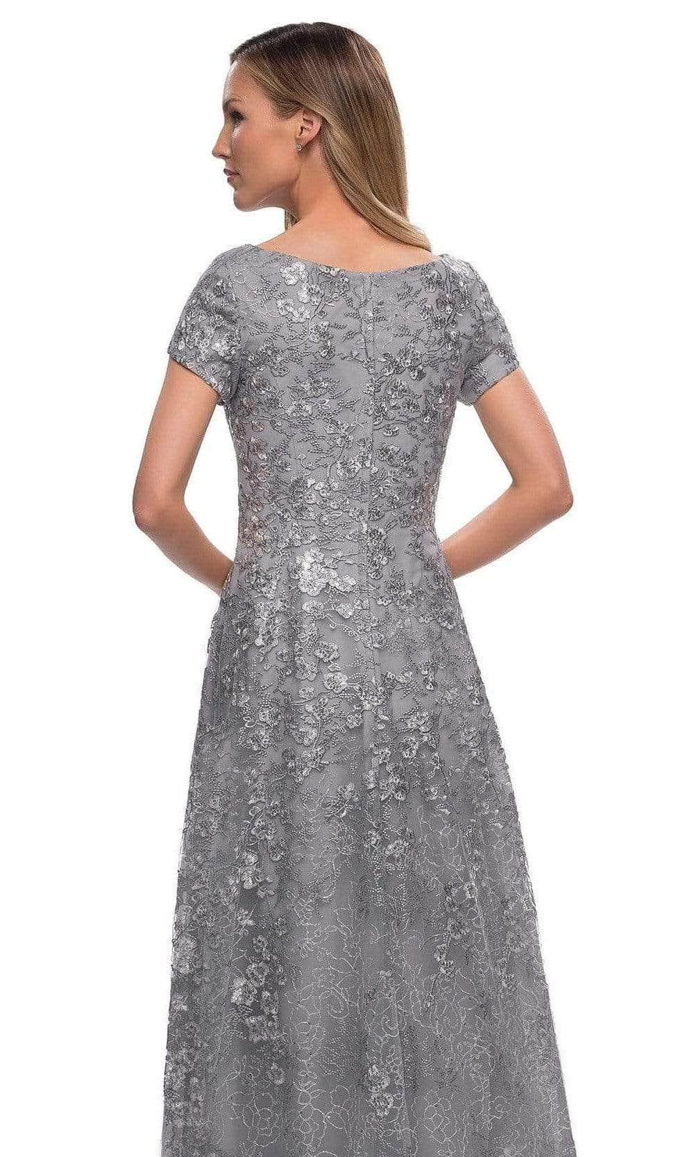 Short Sleeve Embroidered Formal Dress