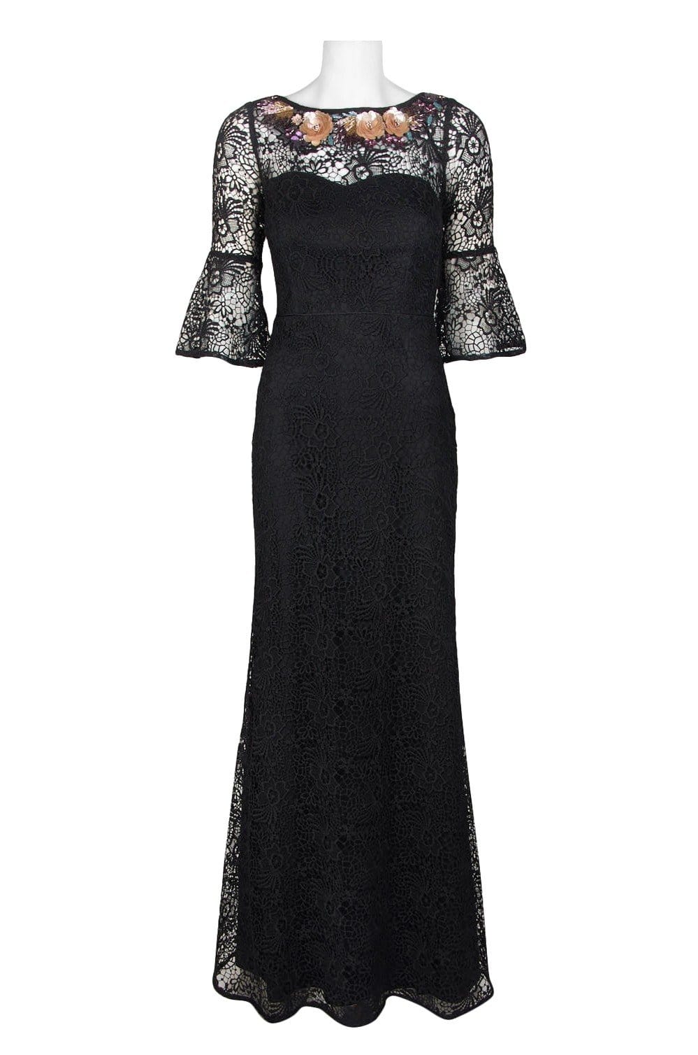 MD1E202735 Floral Lace Bateau Trumpet Dress