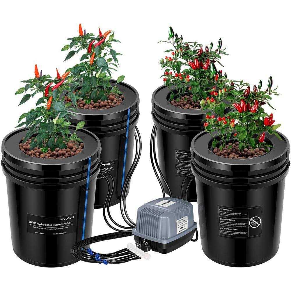 Vivosun DWC Hydroponics Grow System 5 Gal. Deep Water Culture Bucket with Recirculating Drip Garden Kit