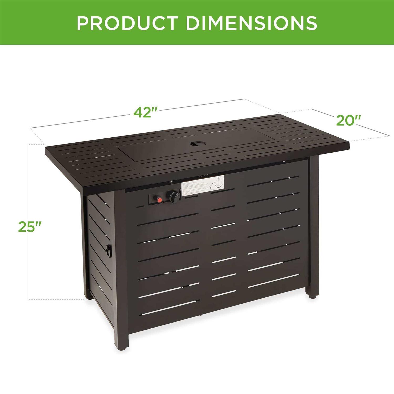 Best Choice Products 42in Fire Pit Table 50,000 BTU Rectangular Steel Propane Gas w/ Cover