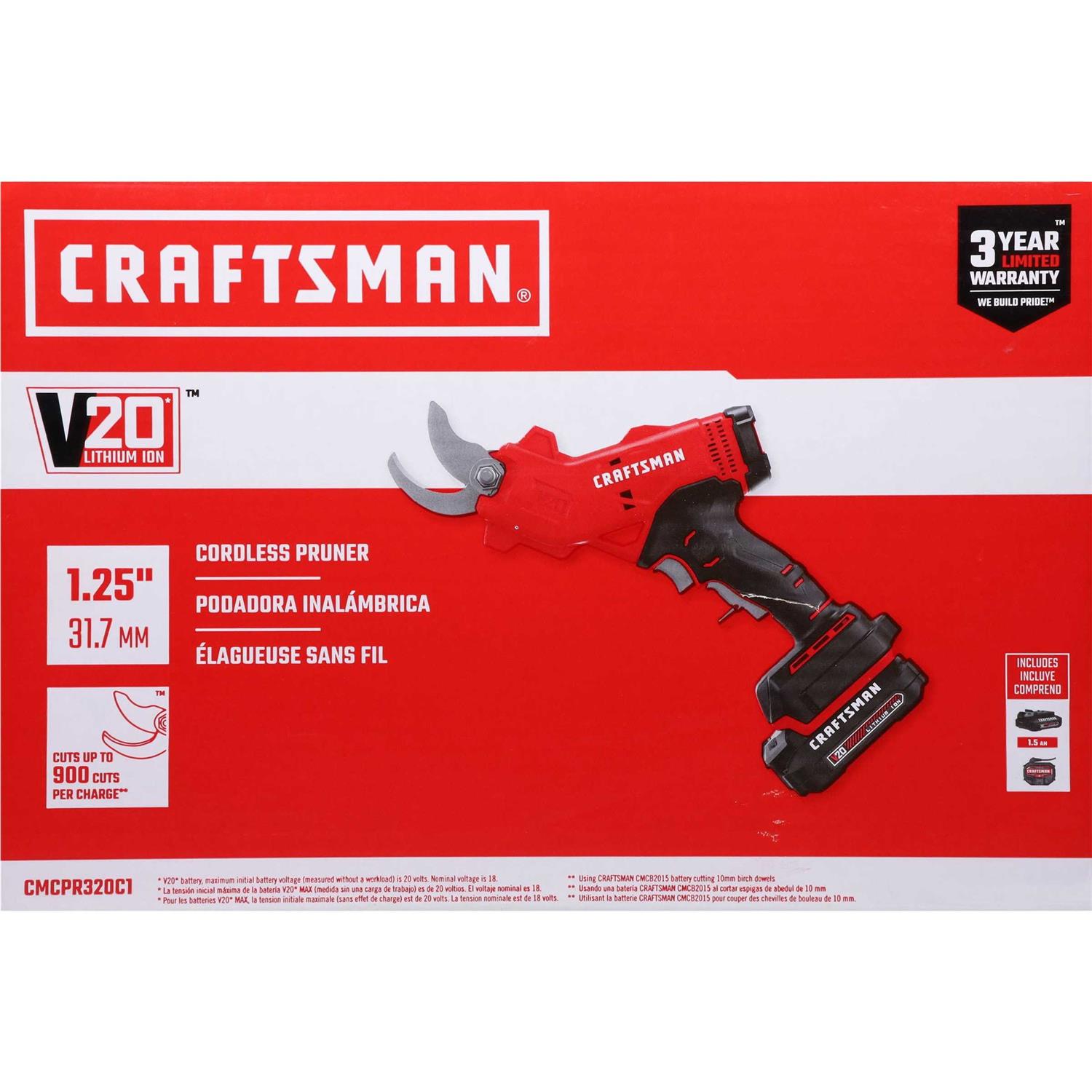 Craftsman V20 CMCPR320C1 Steel Cordless Pruner