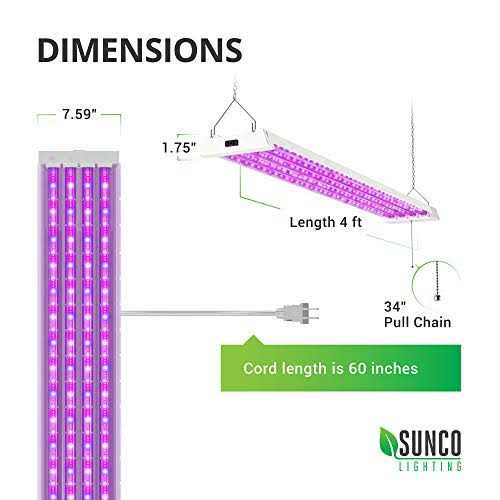 Sunco Lighting 4FT LED Grow Lights Full Spectrum for Indoor Plants 80w
