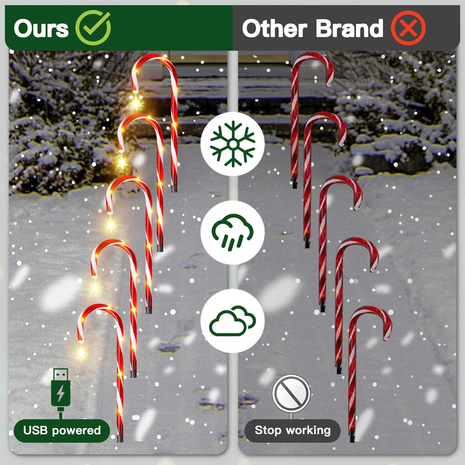 ZATAYE Candy Cane Lights 12 Pack Solar Candy Cane Christmas Decorations