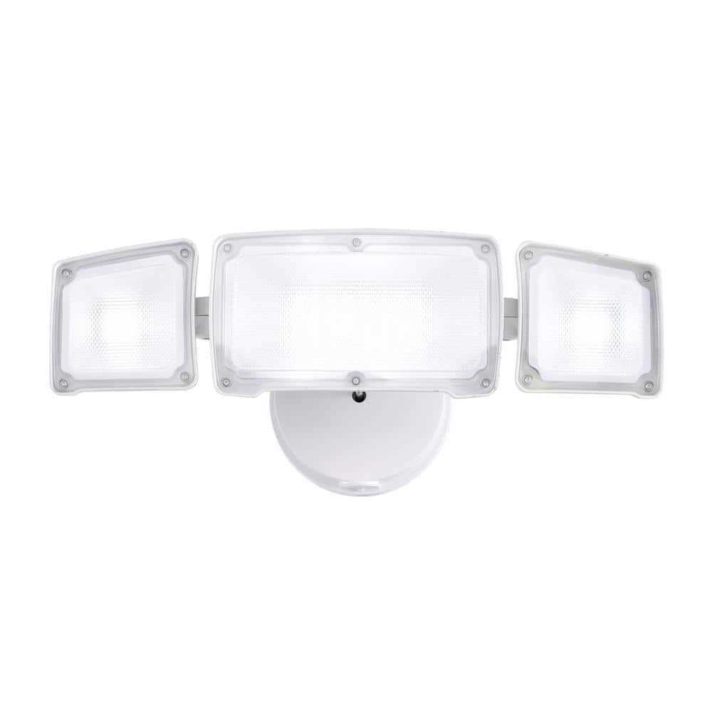 AWSENS 3-Light Outdoor Integrated LED Security Flood Light Wall or Eave Mount Flood Light